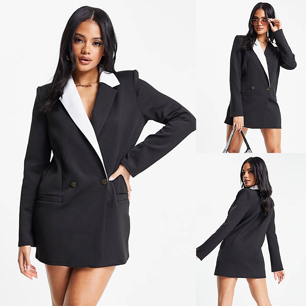 Blazer blanco y negro para madre de la novia, vestido, chaqueta de negocios, esmoquin para mujer para fiesta de boda, una pieza 
