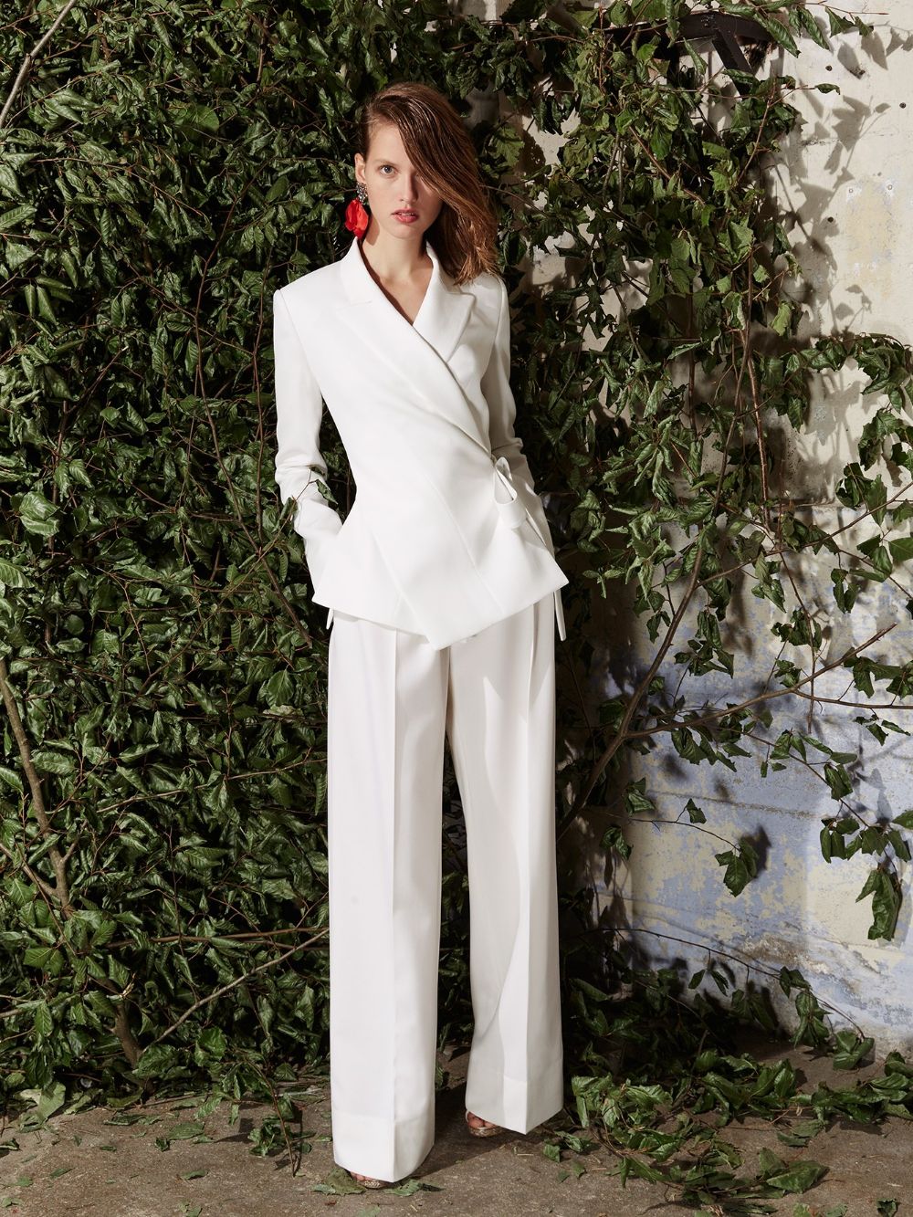 Smoking de mariage blanc pour femme, ensemble deux pièces, coupe slim, sur mesure, pour bal de promo, soirée, invité 