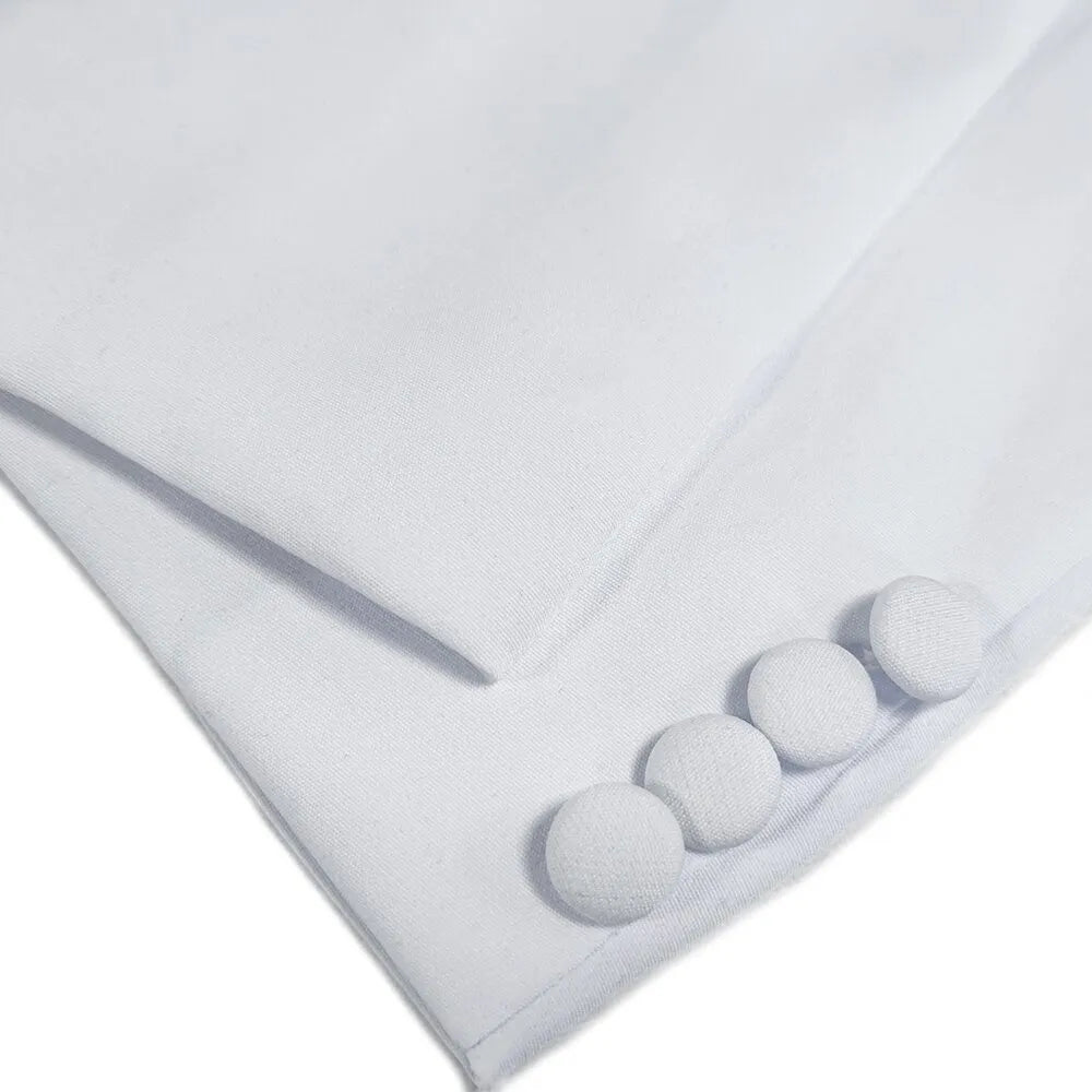 Veste longue blanche à double boutonnage pour femme, tenue de soirée sur mesure 