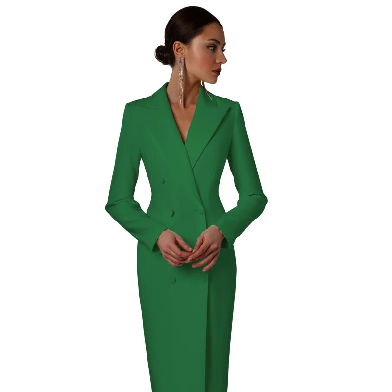 Veste longue blanche à double boutonnage pour femme, tenue de soirée sur mesure 