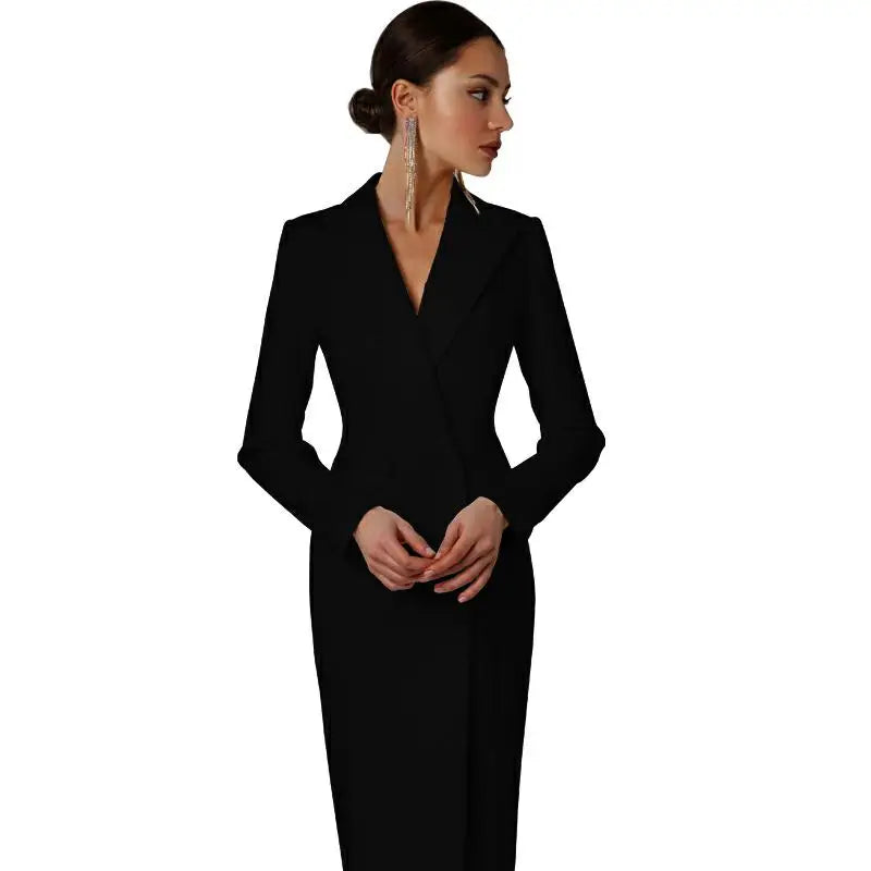 Veste longue blanche à double boutonnage pour femme, tenue de soirée sur mesure 