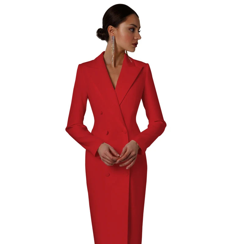 Veste longue blanche à double boutonnage pour femme, tenue de soirée sur mesure 