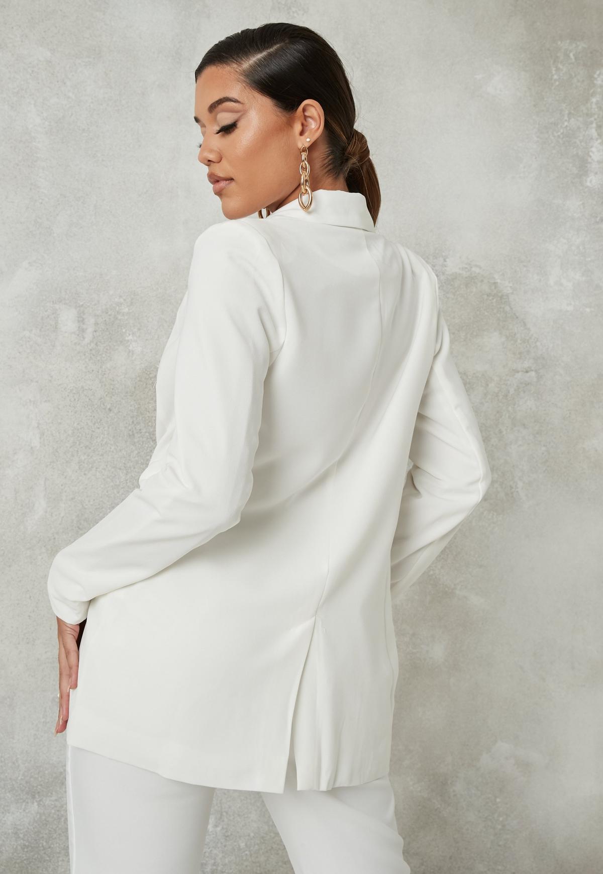 Trajes de pantalón cruzado blanco para mujer, para madre, celebridad, alfombra roja, blazer, fiesta de graduación, boda (chaqueta + pantalón) 