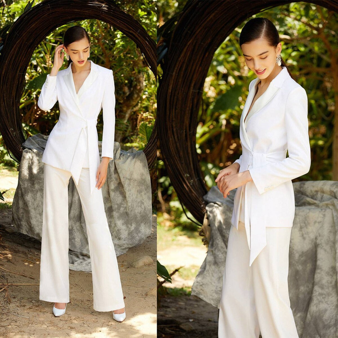 Conjuntos de blazer blanco para mujer, trajes de pantalón a medida para dama, ropa formal para invitados de graduación y boda, 2 piezas 