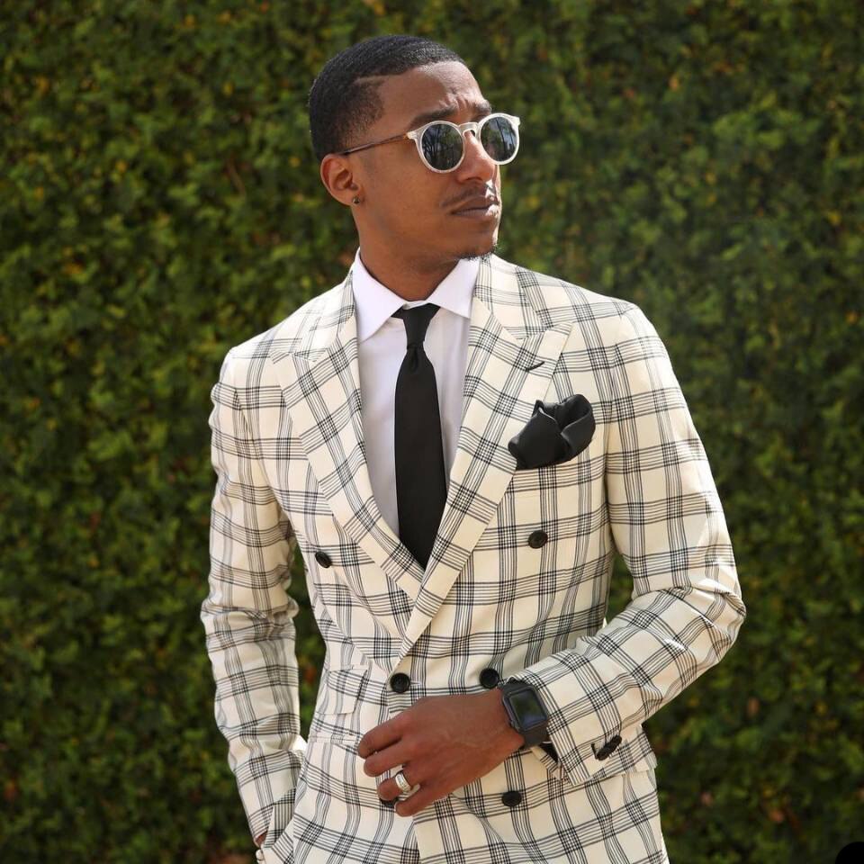 Costume homme à carreaux blancs à rayures, veste croisée sur mesure, une pièce, costume de créateur pour occasion formelle 