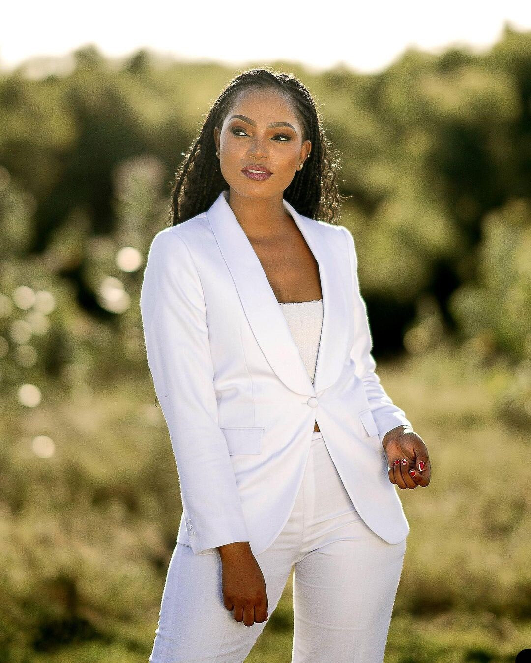 Blazer blanco para mujer, traje de calle, talla grande, para fiesta de noche, boda, 2 piezas 