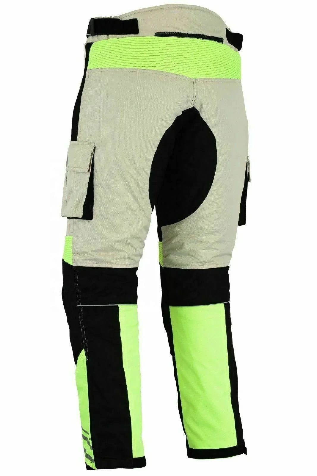 Motorcycle Jacket and Pants Set with Neon Green Accents and Multiple Pockets