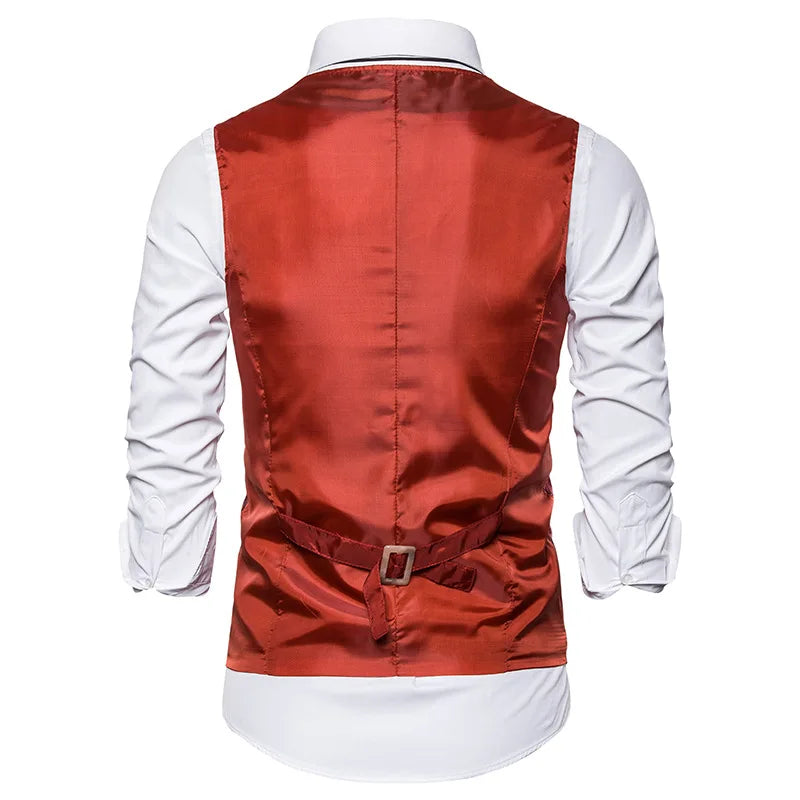 Wine Red Jacquard Suit Vest Men's Business Banquet Wedding Party Groom Dress Tops Size