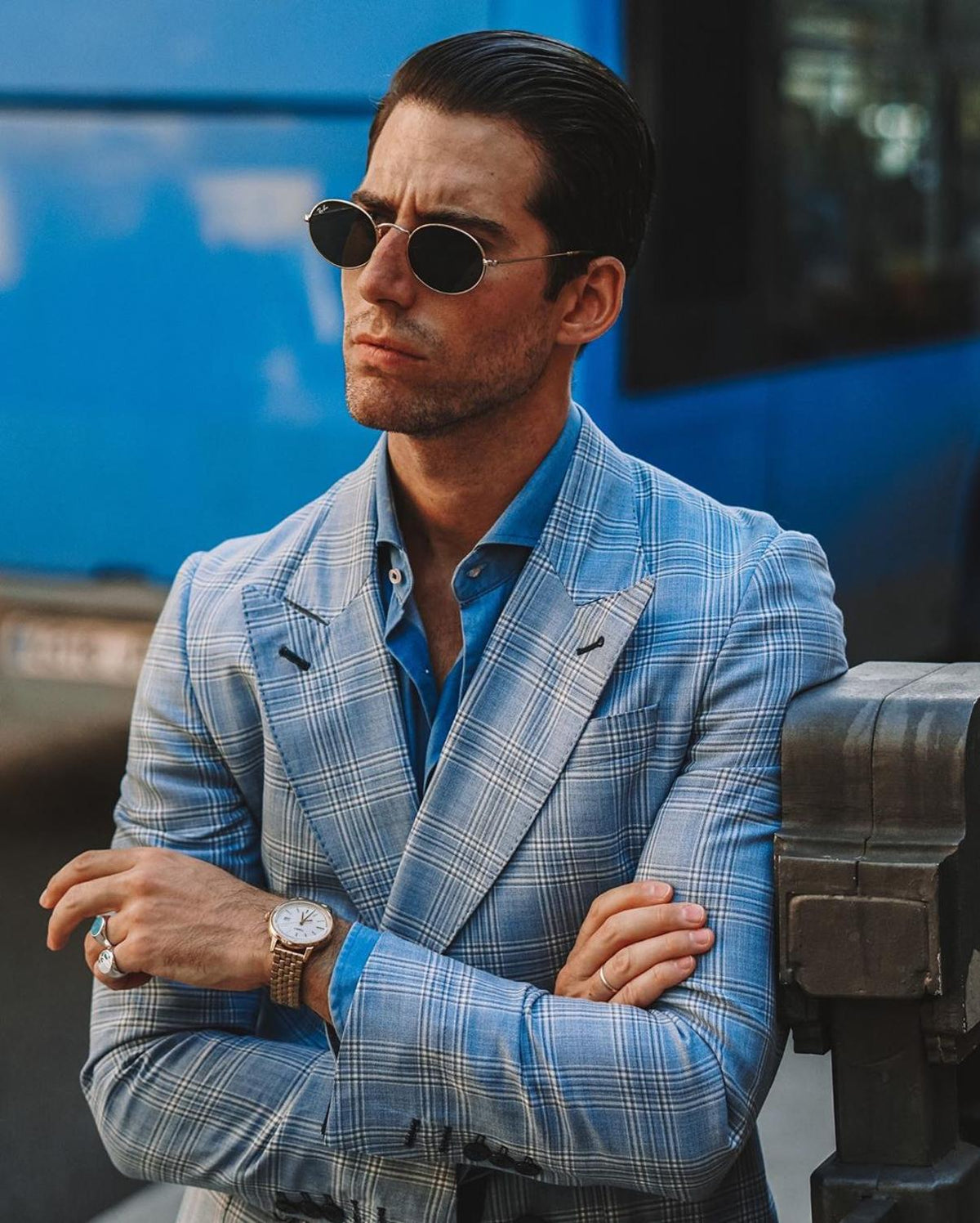 Trajes de hombre a cuadros azules de invierno, corte entallado, doble botonadura, solapa de pico, a cuadros, para novio, fiesta de graduación, chaqueta, 2 piezas 