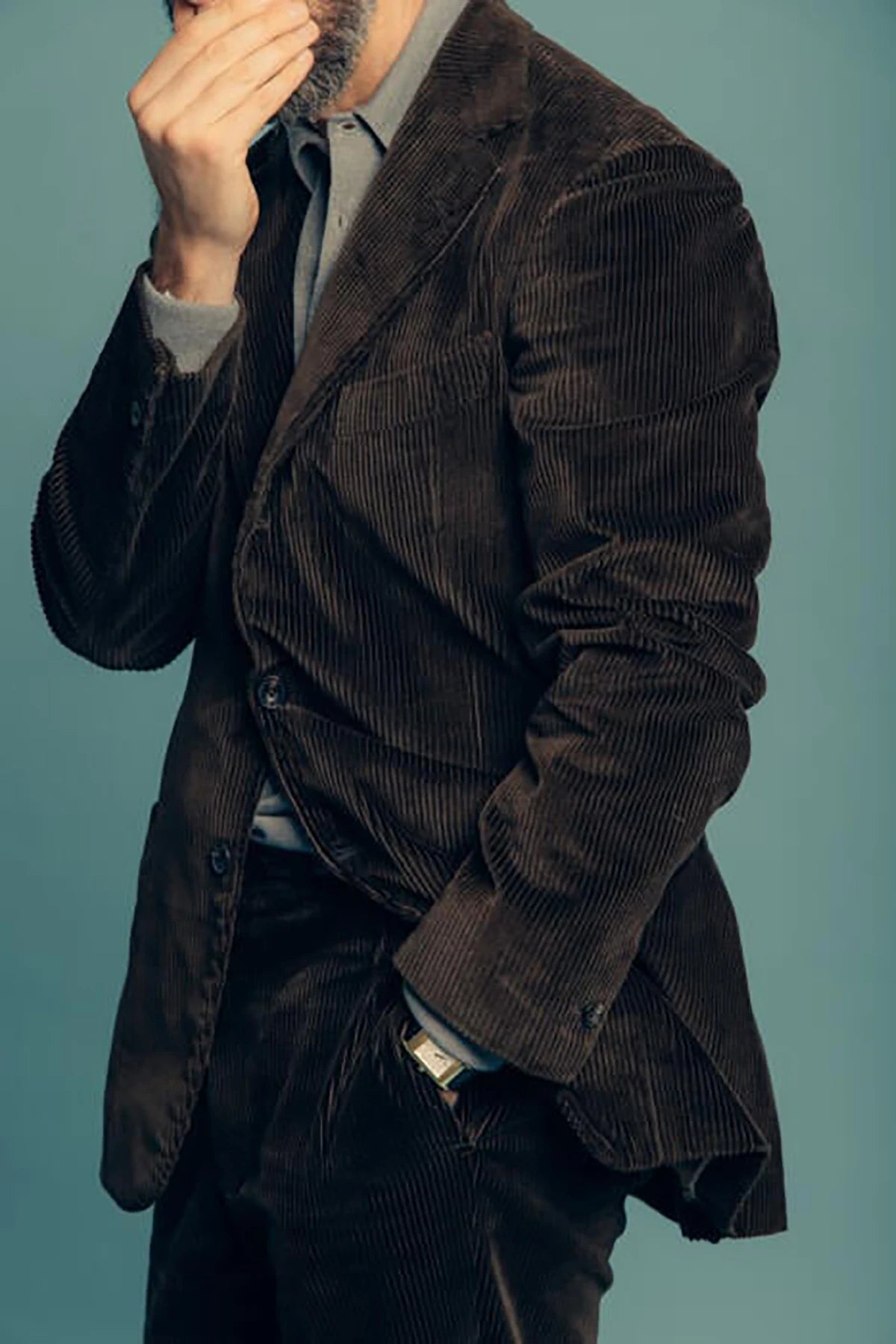 Costumes de mariage d'hiver en velours côtelé 2 pièces veste pantalon pour hommes revers cranté tenue de marié coupe slim smokings d'affaires sur mesure