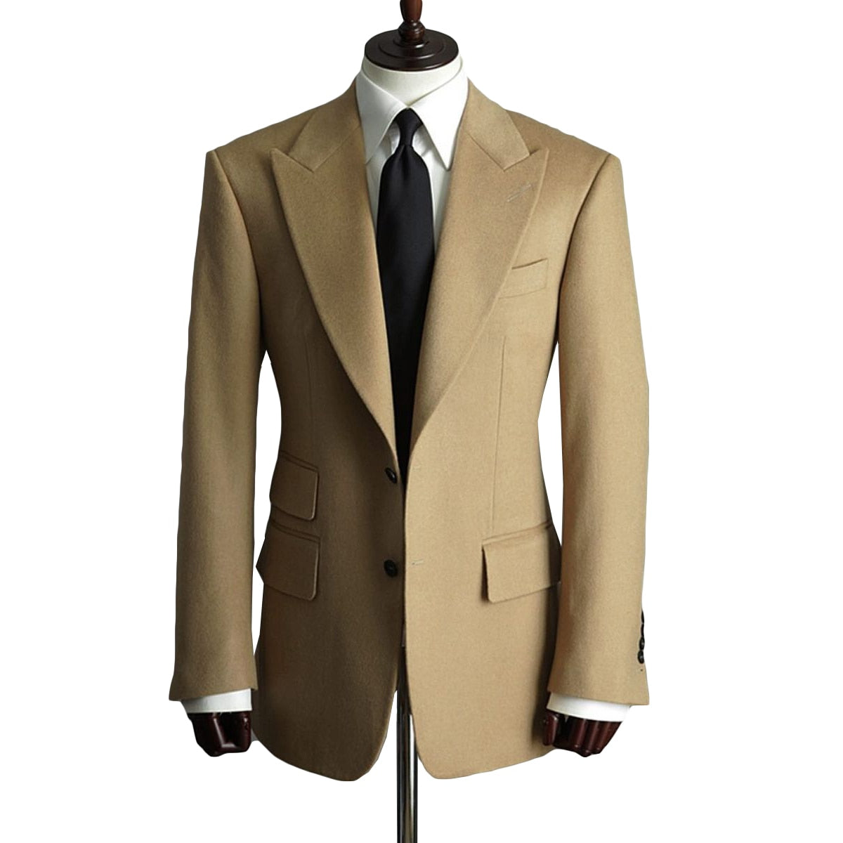 Trajes de boda para caballero de invierno con cuello de cierre, abrigo clásico de una pieza, traje de novio a medida para fiesta o ocasión especial.