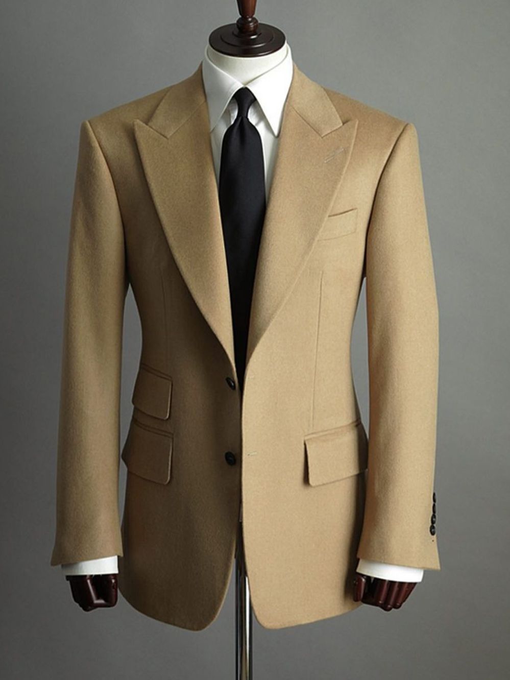 Trajes de boda para caballero de invierno con cuello de cierre, abrigo clásico de una pieza, traje de novio a medida para fiesta o ocasión especial.