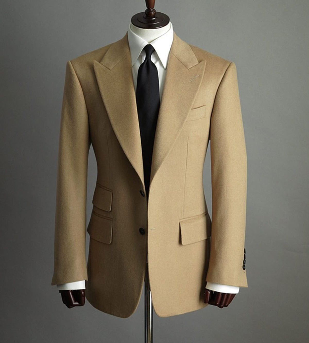 Trajes de boda para caballero de invierno con cuello de cierre, abrigo clásico de una pieza, traje de novio a medida para fiesta o ocasión especial.