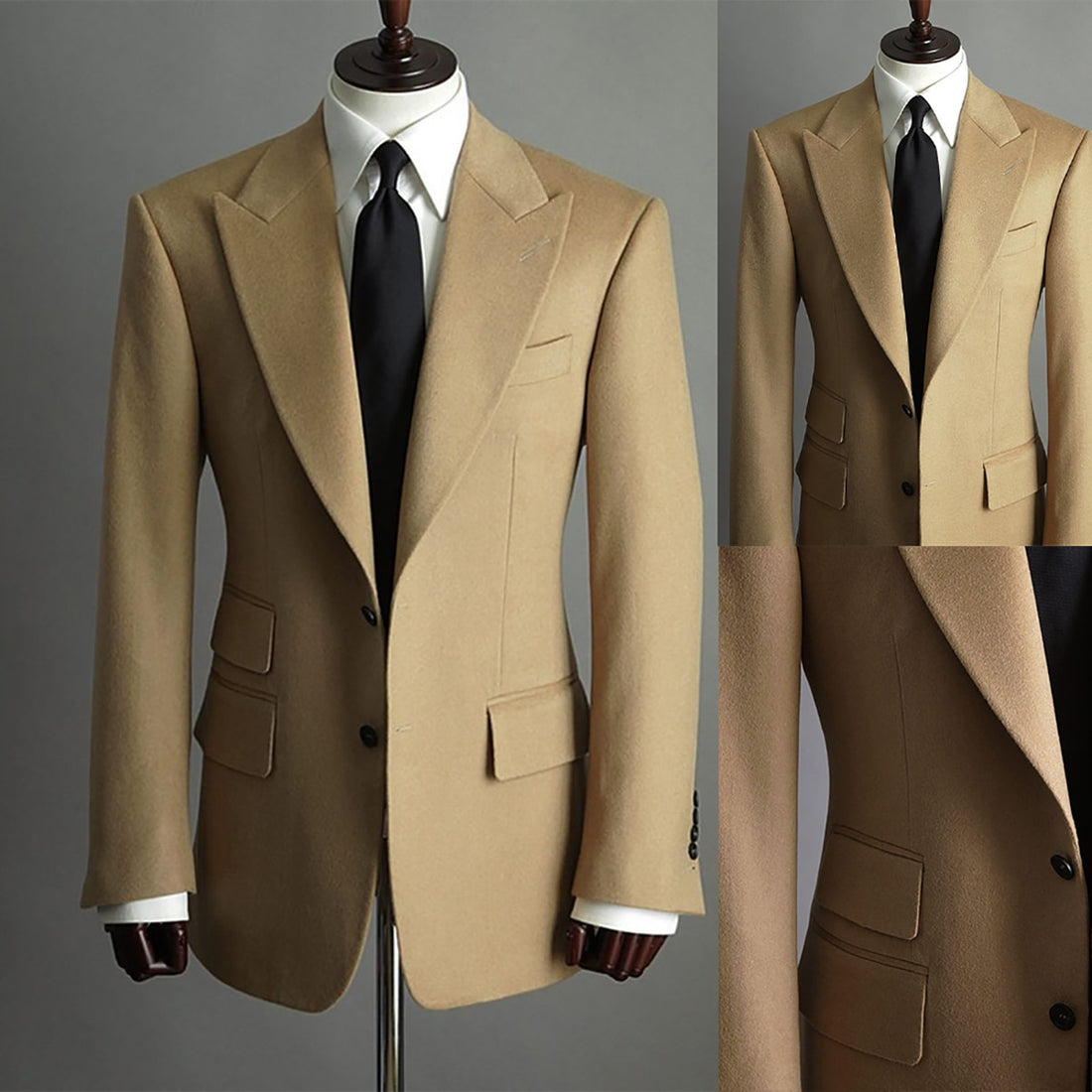 Trajes de boda para caballero de invierno con cuello de cierre, abrigo clásico de una pieza, traje de novio a medida para fiesta o ocasión especial.
