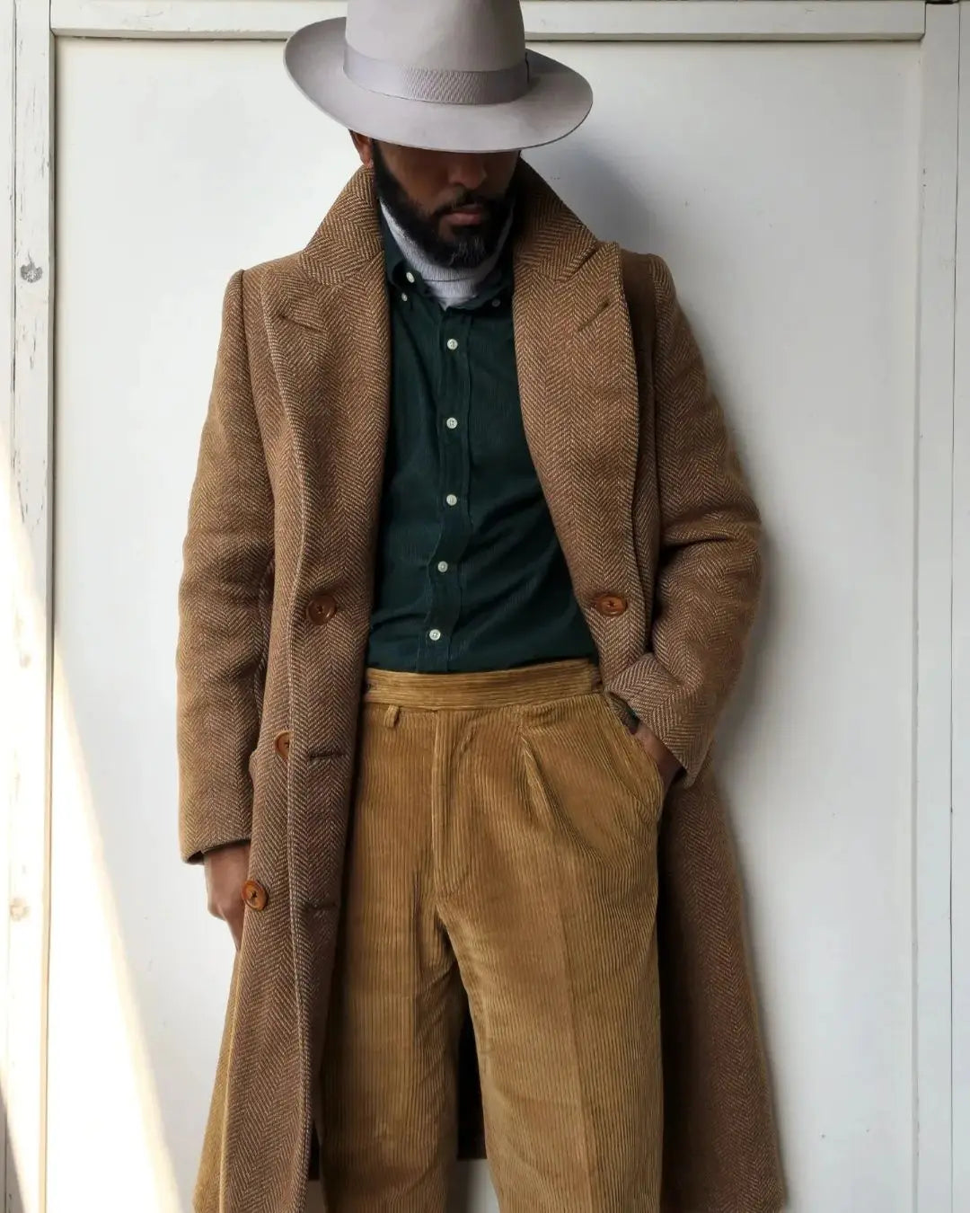 Gabardina de espiga de invierno para hombre, abrigo cruzado de mezcla de lana y tweed, traje formal para boda, blazer y esmoquin.