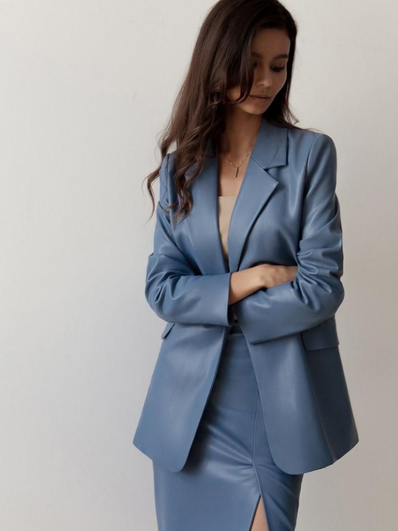 Ensemble 2 pièces en cuir pour femme, tenue de travail, taille haute, smoking pour mère de la mariée, soirée, mariage 
