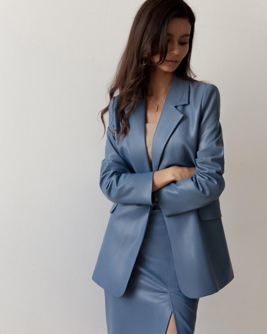 Ensemble 2 pièces en cuir pour femme, tenue de travail, taille haute, smoking pour mère de la mariée, soirée, mariage 