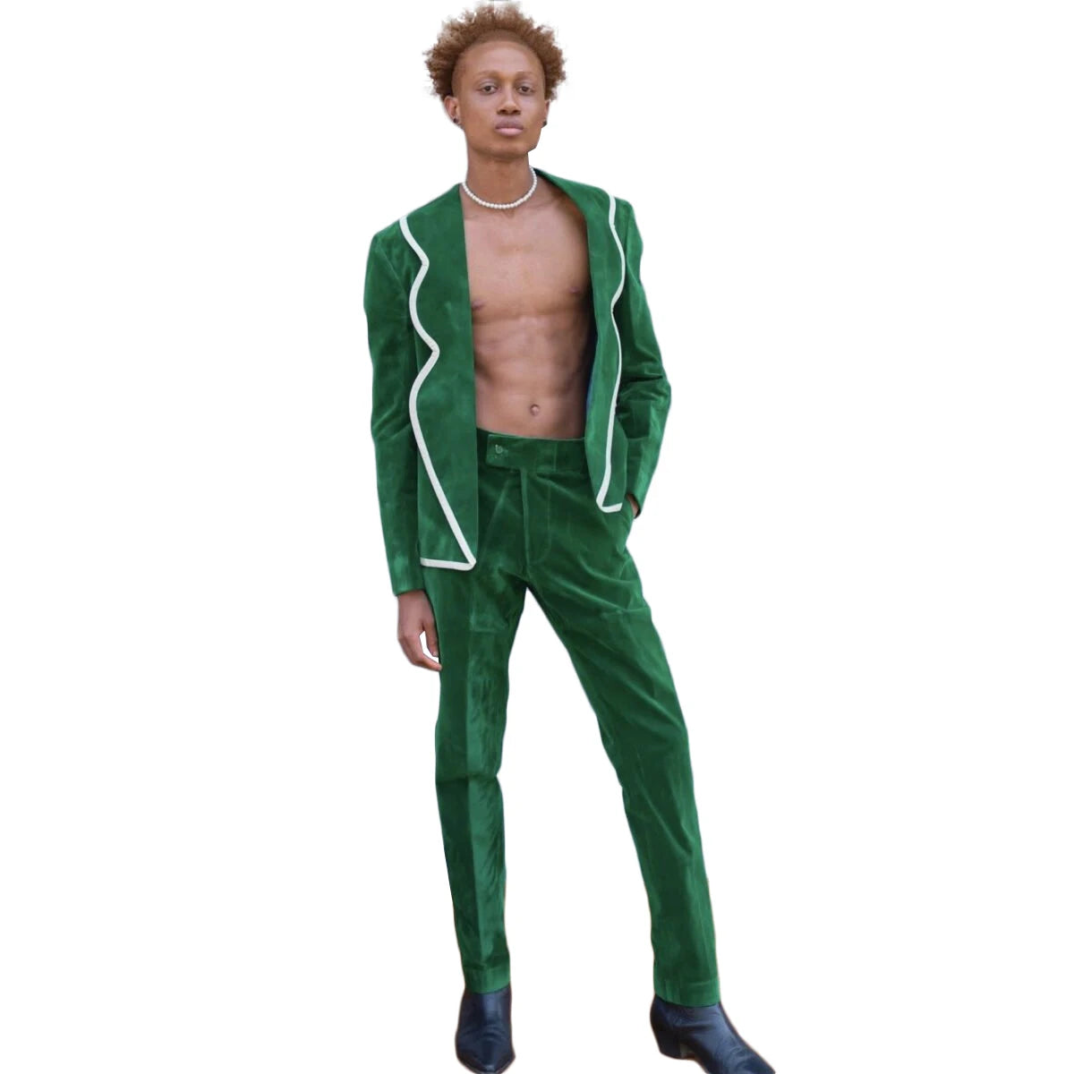 Smoking d'hiver en velours pour homme, coupe slim, veste à revers pointus, costume 2 pièces