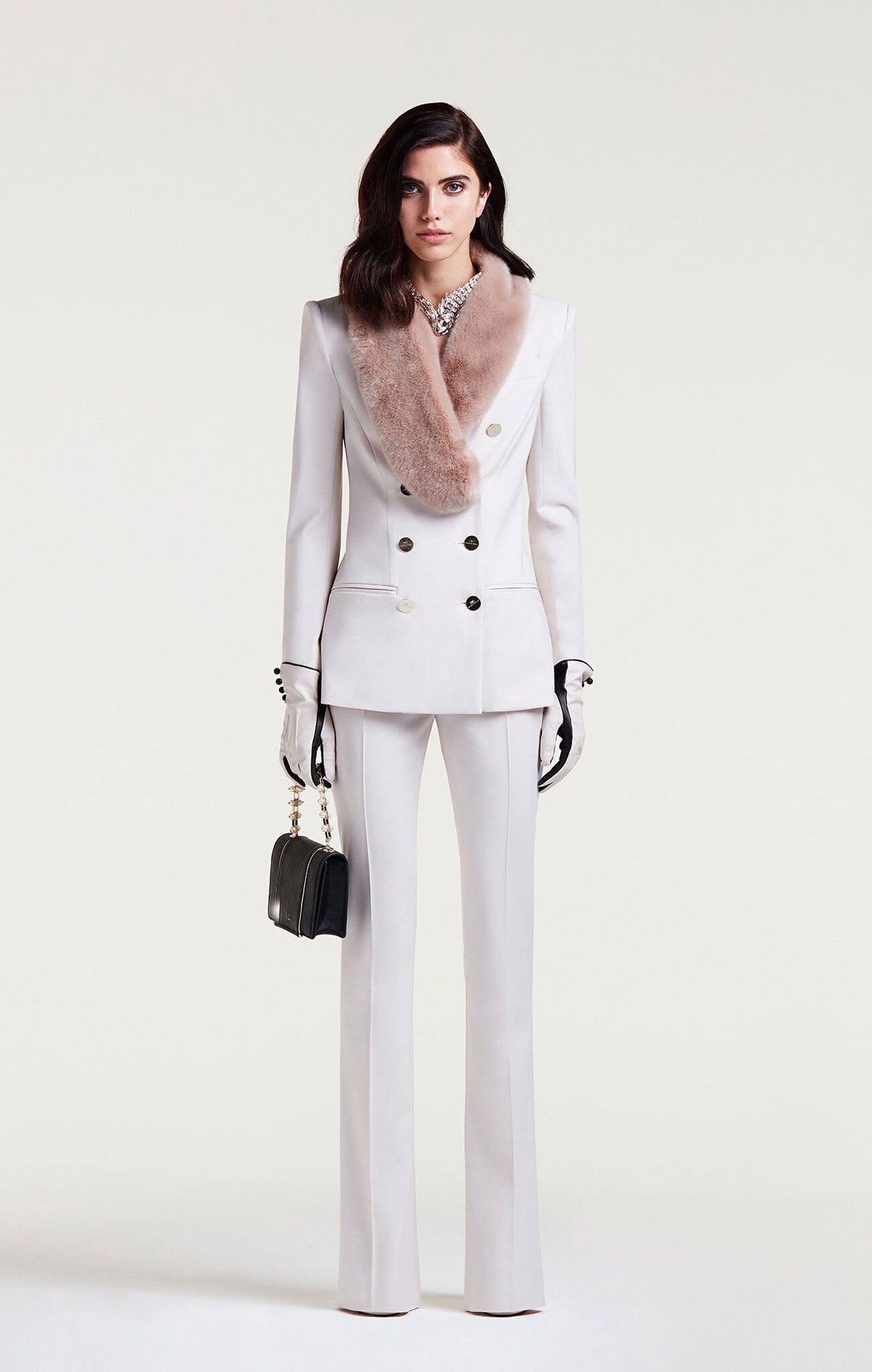 Costume d'hiver chaud en fausse fourrure pour femme, pantalon croisé, smoking pour mère de la mariée, manteau de travail, blazer, bureau, 2 pièces 