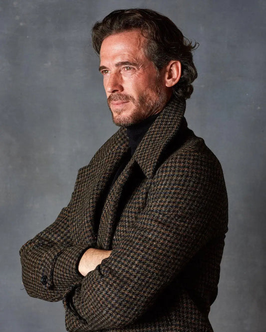Costume d'hiver classique en laine pour homme, manteau une pièce vintage avec petit col à fermeture en treillis, smoking de mariage sur mesure