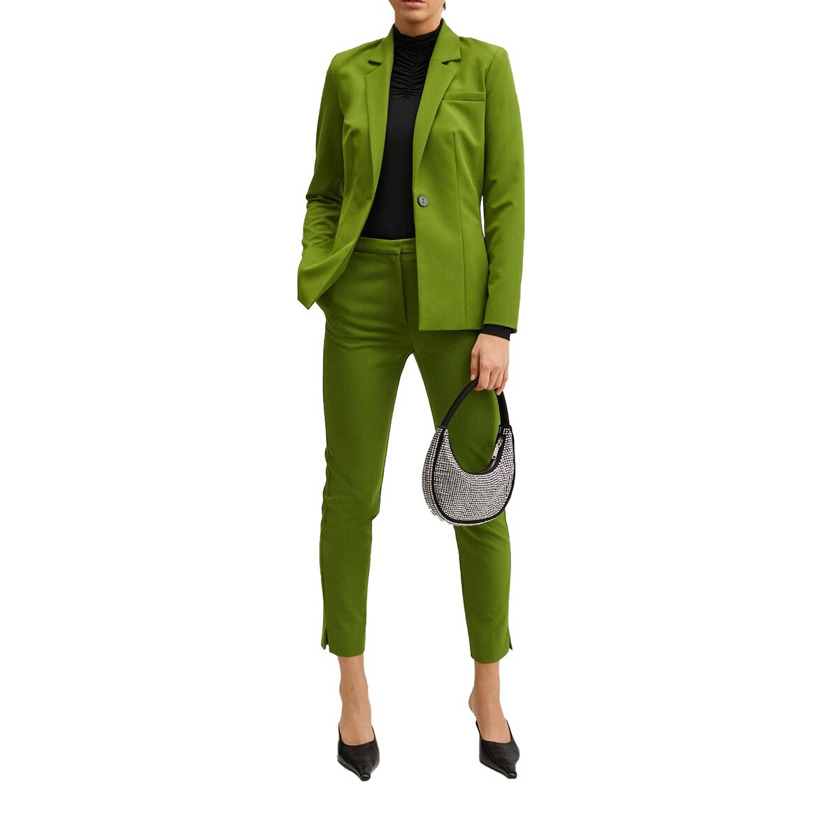 Conjunto de blazer para mujer, elegante, liso, de manga larga, con pantalones rectos y sueltos, ropa de calle de alta calidad 