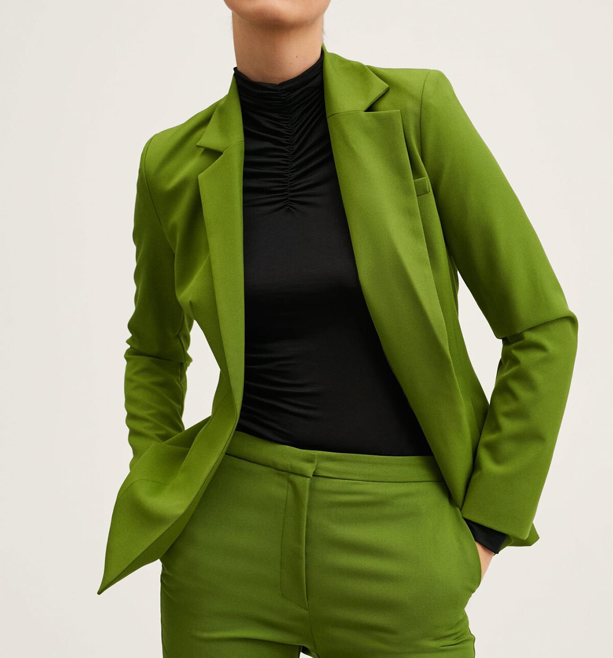 Conjunto de blazer para mujer, elegante, liso, de manga larga, con pantalones rectos y sueltos, ropa de calle de alta calidad 