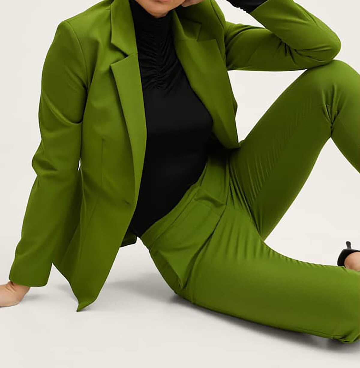 Conjunto de blazer para mujer, elegante, liso, de manga larga, con pantalones rectos y sueltos, ropa de calle de alta calidad 