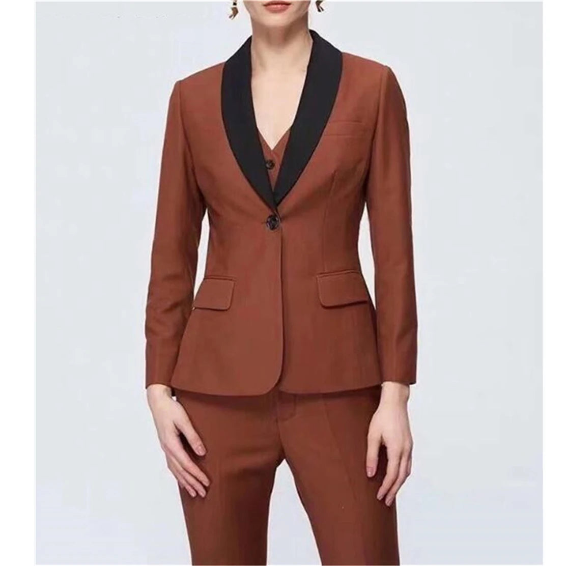 Women Business Suits Blazer Terno Jacket Pants Vest Thress Piece Single Breasted  Shawl Lapel Outwear Costume