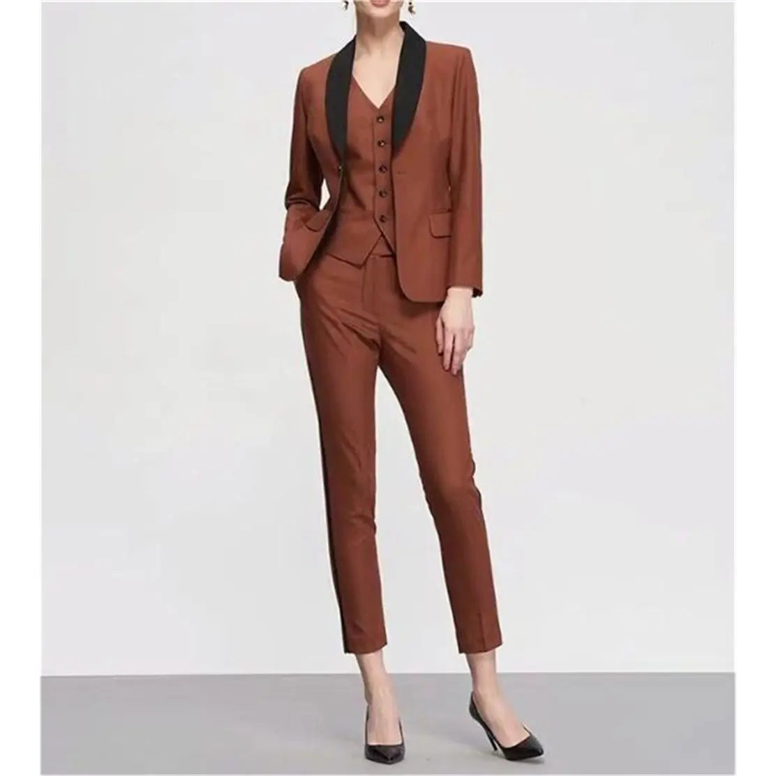 Trajes de negocios para mujer, chaqueta, pantalón, chaleco, pieza de botonadura sencilla, solapa chal, prenda exterior, disfraz 