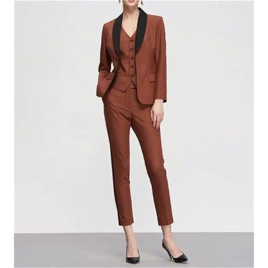 Women Business Suits Blazer Terno Jacket Pants Vest Thress Piece Single Breasted  Shawl Lapel Outwear Costume
