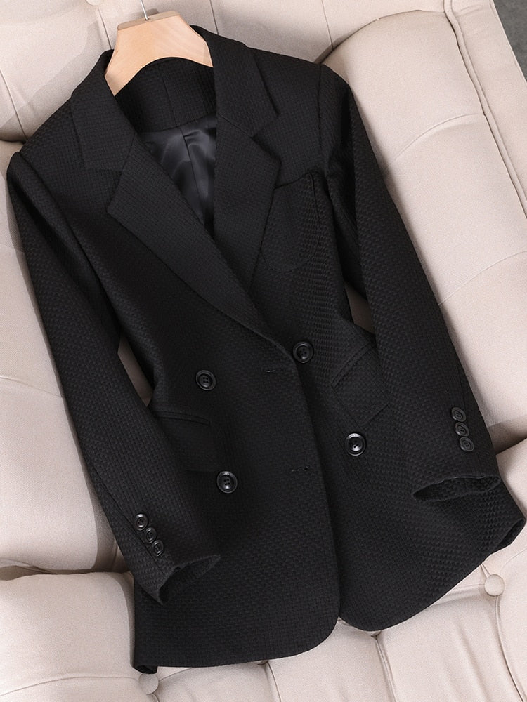 Women Formal Blazer Ladies Orange Black Green Plaid Long Sleeve Single Breasted Work Wear Jacket Coat