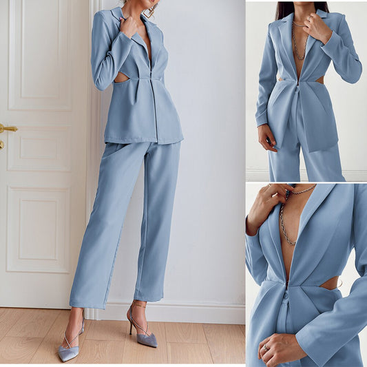 Women Holiday Leisure Tuxedos Sexy Hollow Out Mother of the Bride Pants Suits Prom Evening Guest Wedding Blazer Wear 2 Pcs