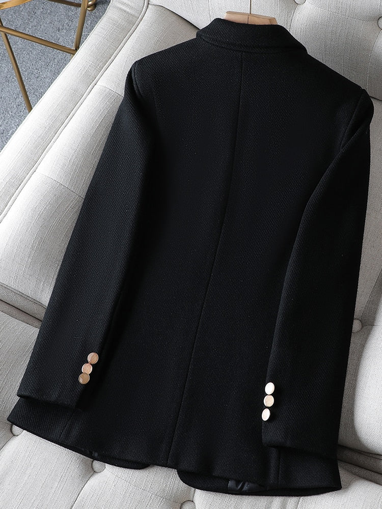 Blazer liso de botonadura sencilla para mujer, negro, verde, caqui, para oficina, ropa de trabajo, chaqueta formal 
