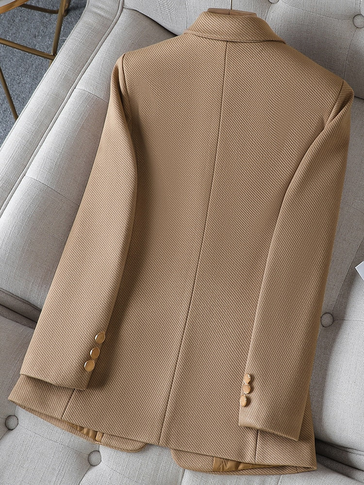 Blazer liso de botonadura sencilla para mujer, negro, verde, caqui, para oficina, ropa de trabajo, chaqueta formal 