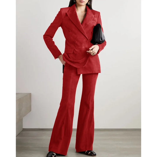 Women's Faux Suede Suede Two Piece Elegant Fashion Suit Casual Comfortable Work Wear Party Business Dress Pants Set Pant Sets