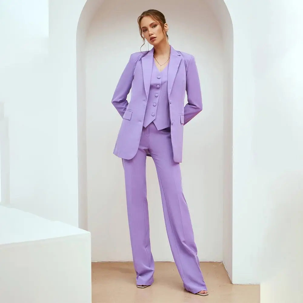 Traje de pantalón de tres piezas para mujer, traje de oficina, conjunto formal, pantalones para graduación, traje de dama de honor, pantalones rectos 