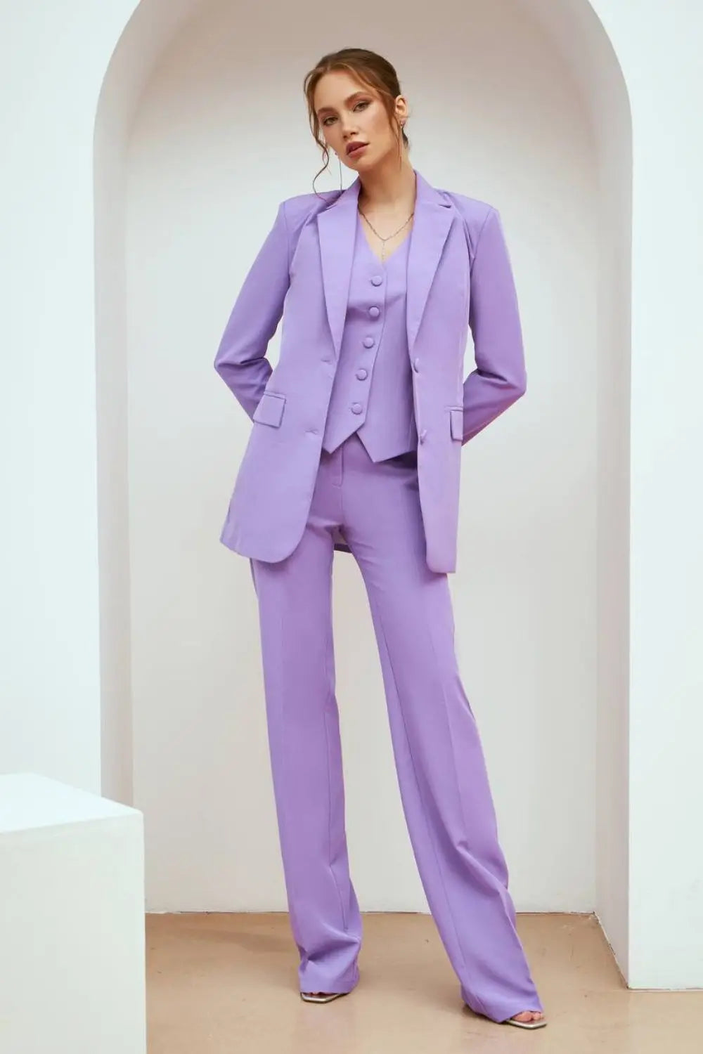 Traje de pantalón de tres piezas para mujer, traje de oficina, conjunto formal, pantalones para graduación, traje de dama de honor, pantalones rectos 