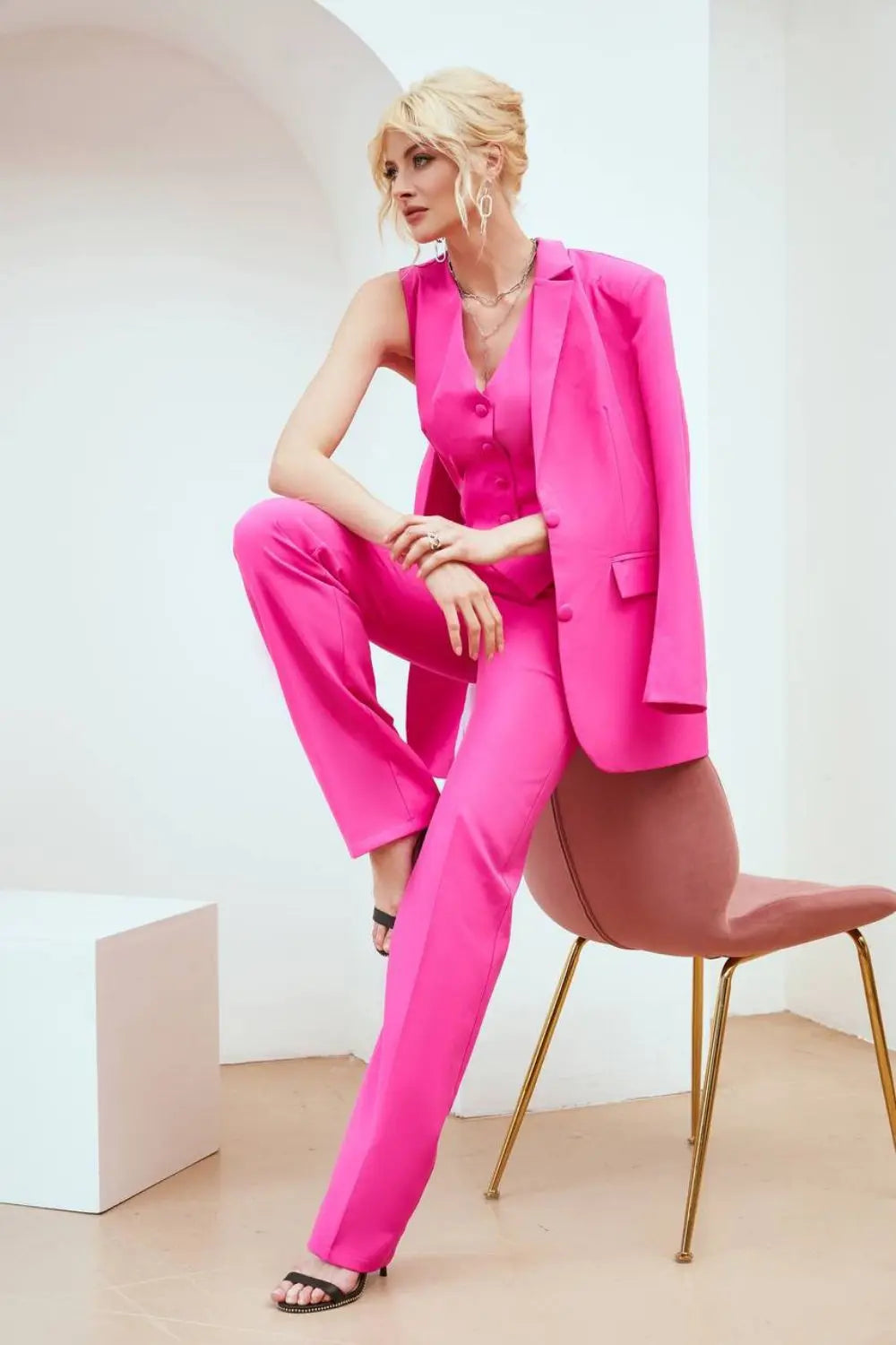 Traje de pantalón de tres piezas para mujer, traje de oficina, conjunto formal, pantalones para graduación, traje de dama de honor, pantalones rectos 