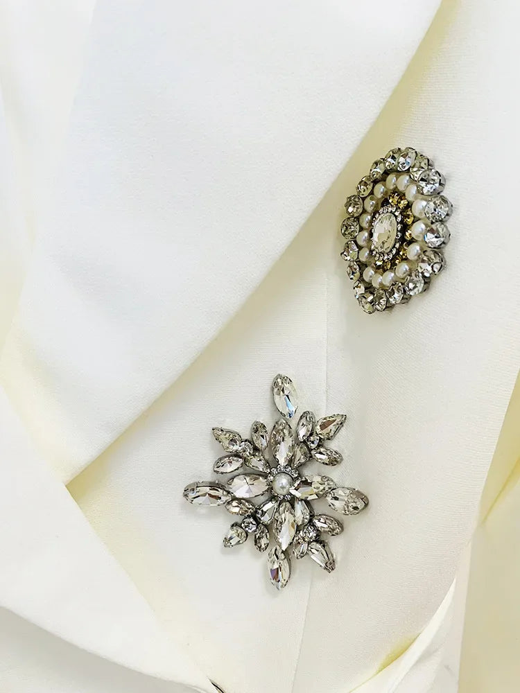 Women's Suit Coat Luxury Wedding Dress Birthday Party Ball Heavy Work Nail Beaded Diamond Belt Jacket