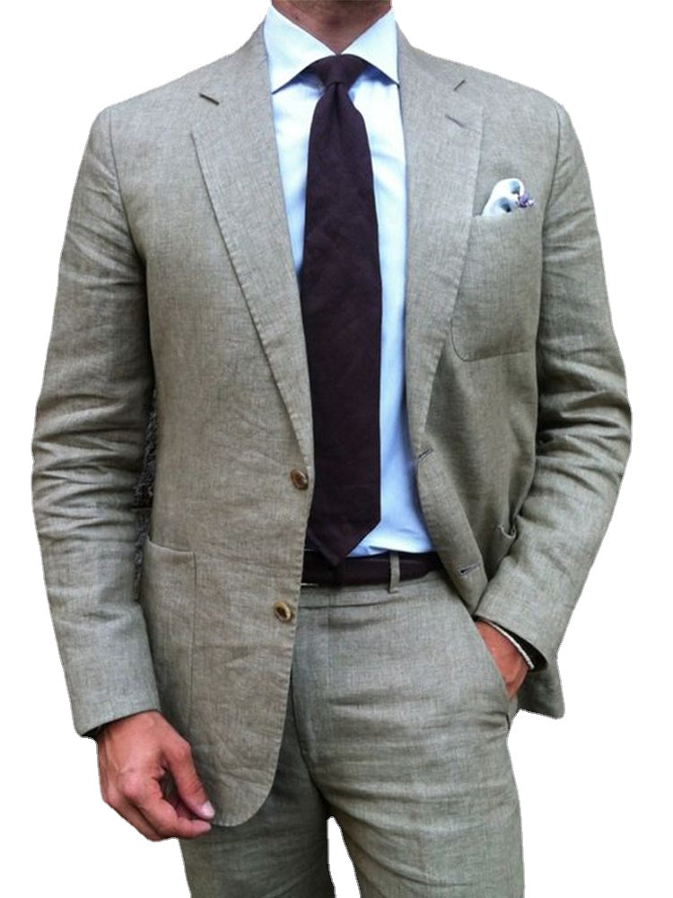 Grey 2 Piece Slim Fit Men Suit Tailor Made Groom Wedding Tuxedo 2 Piece Prom Wedding Business Men Suit Set
