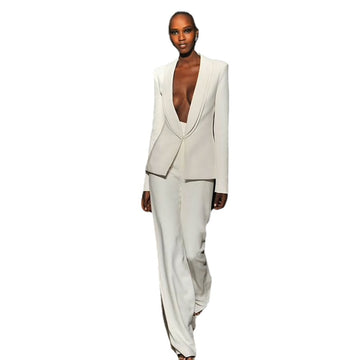 Trouser Suits For Women Wedding Guests Wear White Business Formal Work Tuxedos 2 Piece Sets Office Uniform
