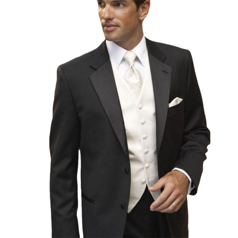 Costume noir 2 pièces pour homme, coupe cintrée, sur mesure, smoking de mariage, bal de promo, mariage, affaires