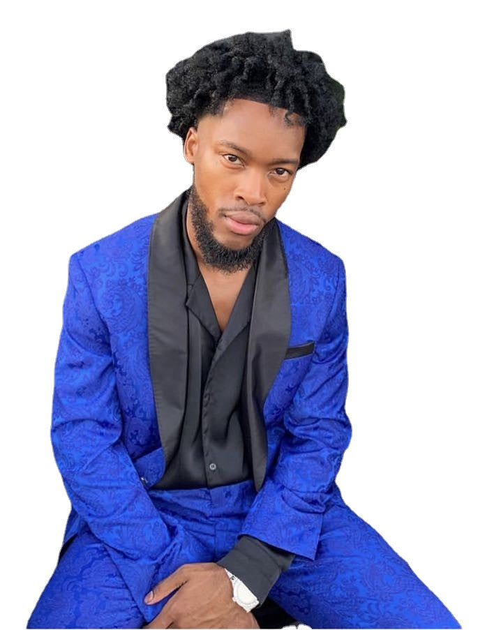 Royal Blue Checked Men Suits Costume Homme Mariage Slim Fit Terno Blazer 2 Pieces Prom Party Groom