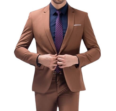Costumes marron sur mesure pour hommes pour costumes de fête de mariage 2 pièces (veste + pantalon + cravate) smoking de marié slim smoking 
