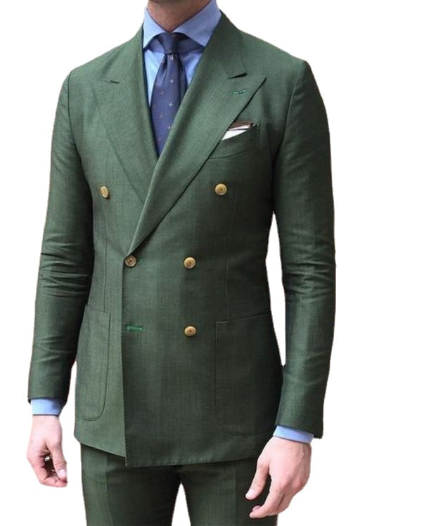 Traje de hombre para boda, traje de novio verde, conjunto de 2 piezas, corte entallado, traje formal para fiesta de graduación, esmoquin, traje para hombre 