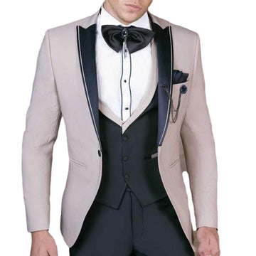 Groomsmen Peak Lapel Groom Tuxedos Men Suits Wedding Dress Prom Dresses Dinner Suit Best Man Blazer 3Pieces(Jacket+Pants+Vest)