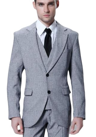 Traje de tweed de lana gris para hombre para boda, 3 piezas, chaqueta, pantalón y chaleco, corte entallado, para fiesta, blazer y pantalones. 