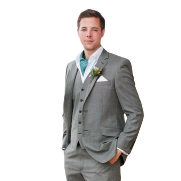 Light Gray Wool Men Suits For Wedding 3pcs Jacket+Pants+Vest Fashion Custom Made Groom Party Wear Blazer Trousers
