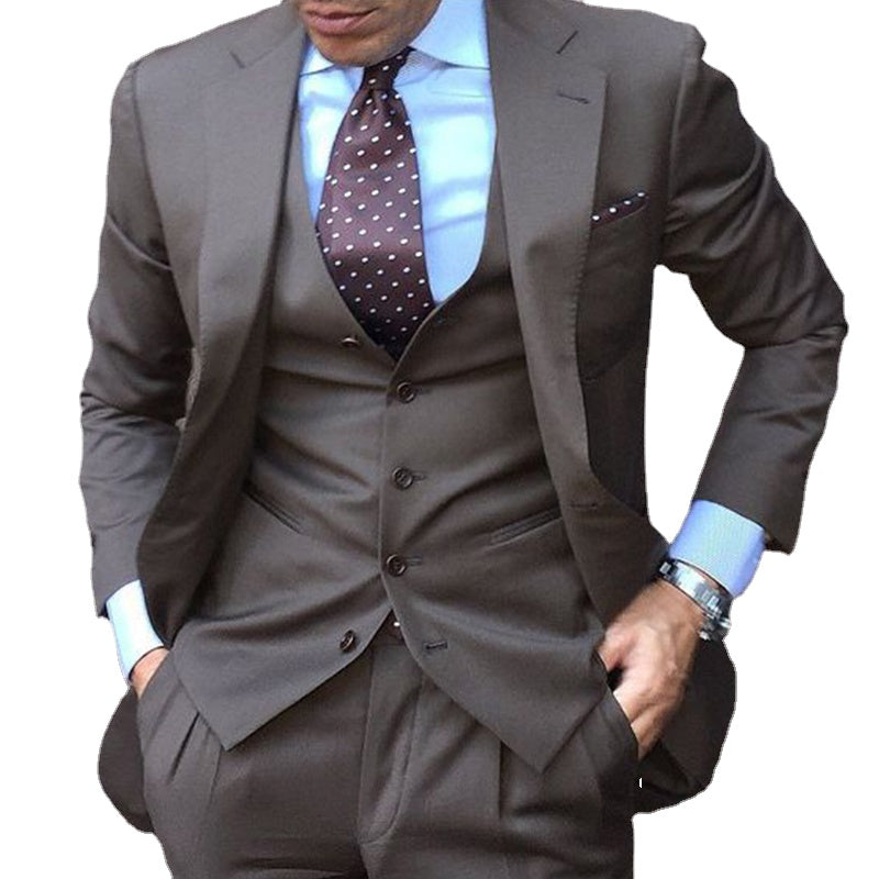Costume homme marron 3 pièces coupe slim, smoking de mariage sur mesure avec pantalon