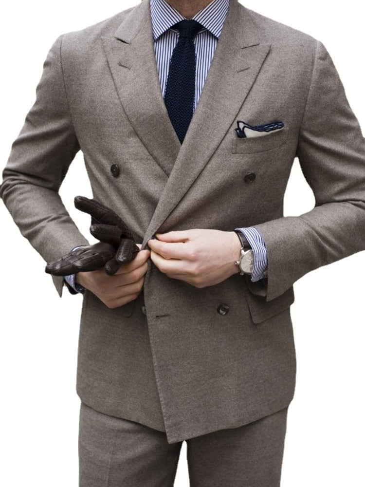 Costume croisé marron 2 pièces slim pour homme, smoking de mariage, sur mesure, pour bal de promo, mariage, affaires